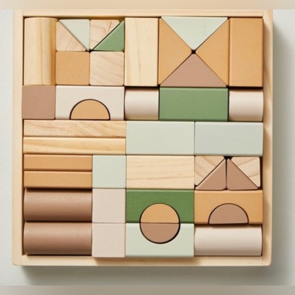 NWT hearth & hand with magnolia toy building blocks set wood 43 pieces - Picture 1 of 7